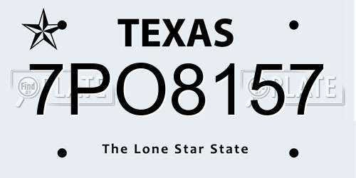 7PO8157 Texas License Plate