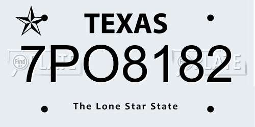 7PO8182 Texas License Plate