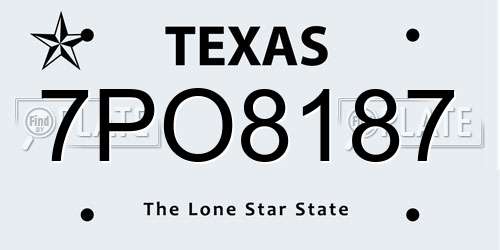 7PO8187 Texas License Plate