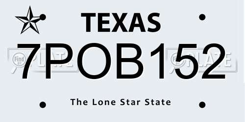 7POB152 Texas License Plate