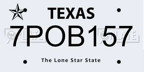 7POB157 Texas License Plate