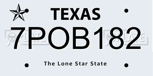 7POB182 Texas License Plate