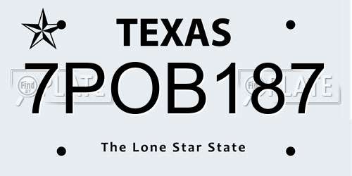 7POB187 Texas License Plate