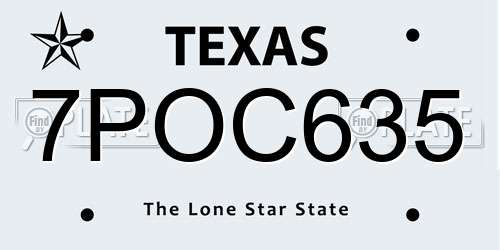 7POC635 Texas License Plate