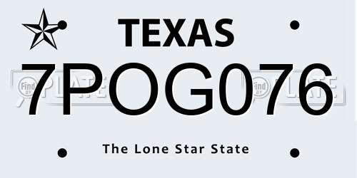 7POG076 Texas License Plate