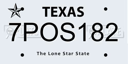 7POS182 Texas License Plate