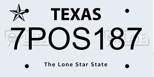 7POS187 Texas License Plate