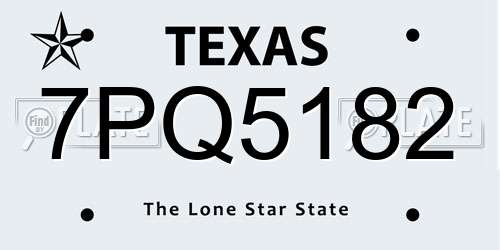 7PQ5182 Texas License Plate
