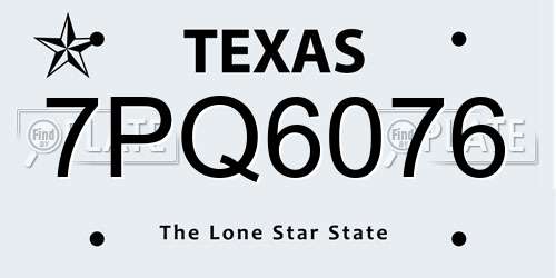 7PQ6076 Texas License Plate