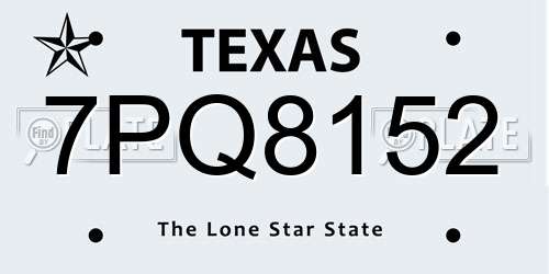 7PQ8152 Texas License Plate