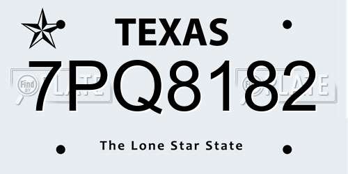 7PQ8182 Texas License Plate