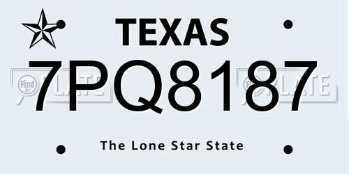 7PQ8187 Texas License Plate