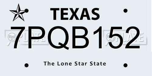 7PQB152 Texas License Plate