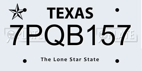 7PQB157 Texas License Plate