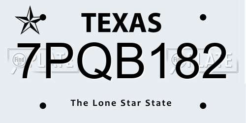 7PQB182 Texas License Plate