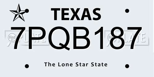 7PQB187 Texas License Plate