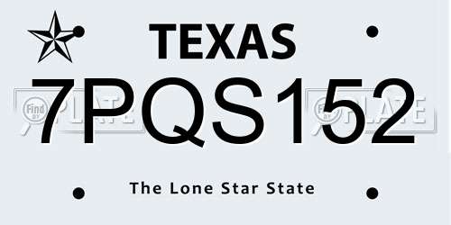 7PQS152 Texas License Plate