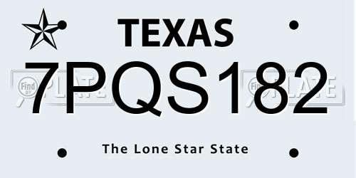 7PQS182 Texas License Plate
