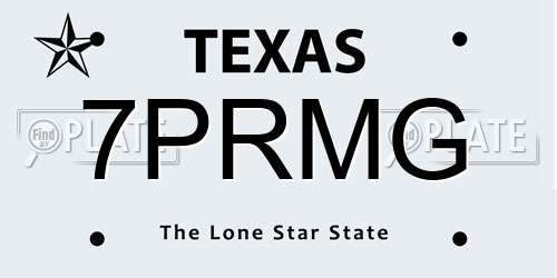 7PRMG Texas License Plate