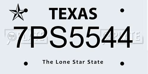 7PS5544 Texas License Plate