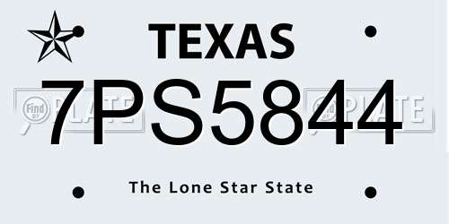 7PS5844 Texas License Plate