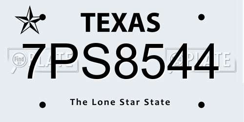 7PS8544 Texas License Plate