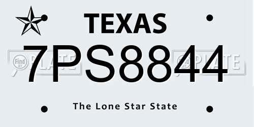 7PS8844 Texas License Plate