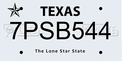 7PSB544 Texas License Plate