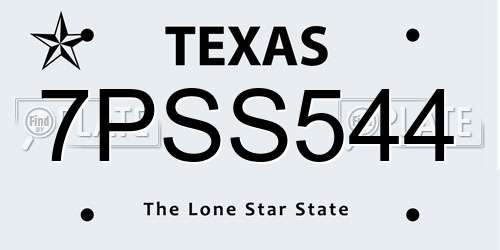 7PSS544 Texas License Plate