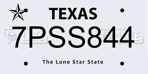 7PSS844 Texas License Plate