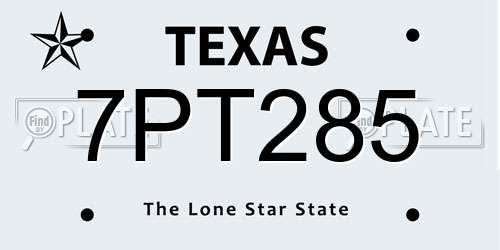 7PT285 Texas License Plate