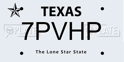 7PVHP Texas License Plate