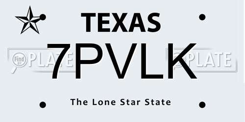 7PVLK Texas License Plate