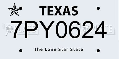 7PY0624 Texas License Plate
