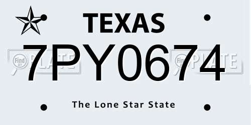 7PY0674 Texas License Plate