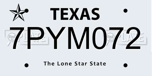 7PYM072 Texas License Plate