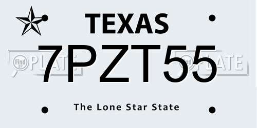 7PZT55 Texas License Plate