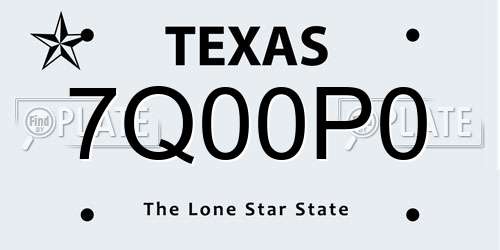 7Q00P0 Texas License Plate