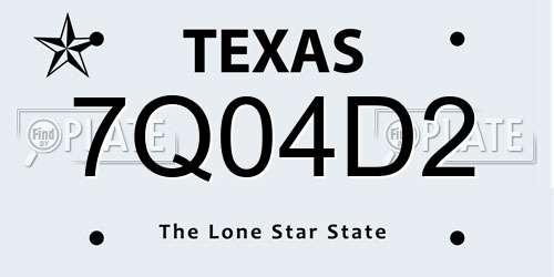 7Q04D2 Texas License Plate