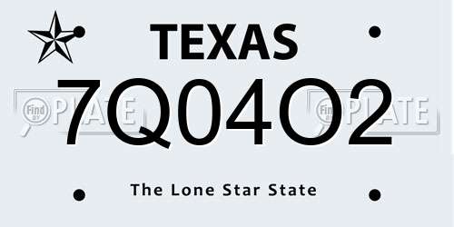 7Q04O2 Texas License Plate