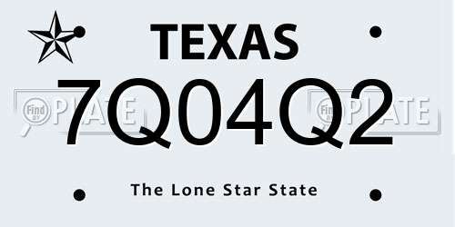 7Q04Q2 Texas License Plate