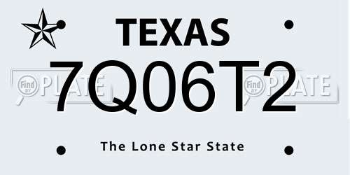 7Q06T2 Texas License Plate