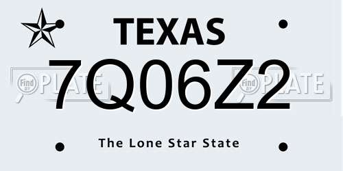 7Q06Z2 Texas License Plate