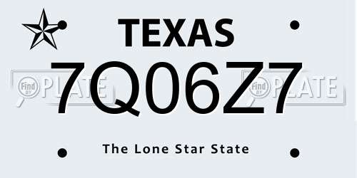 7Q06Z7 Texas License Plate