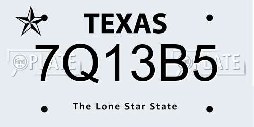 7Q13B5 Texas License Plate