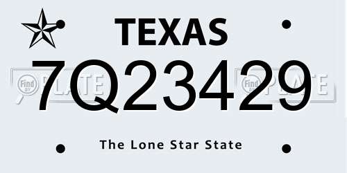 7Q23429 Texas License Plate