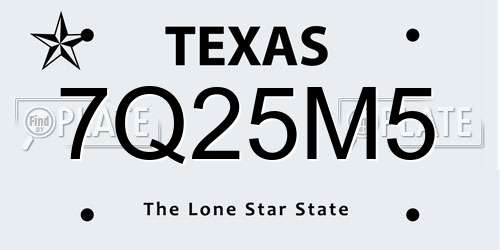 7Q25M5 Texas License Plate