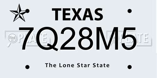 7Q28M5 Texas License Plate