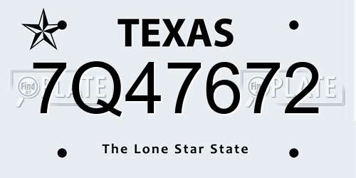 7Q47672 Texas License Plate