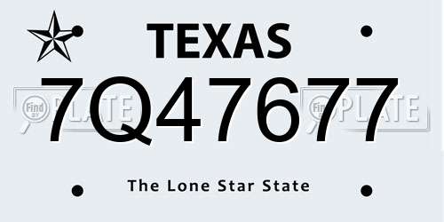7Q47677 Texas License Plate